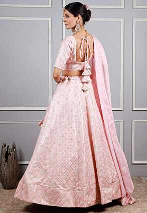 Embroidered Art Silk Lehenga in Baby Pink