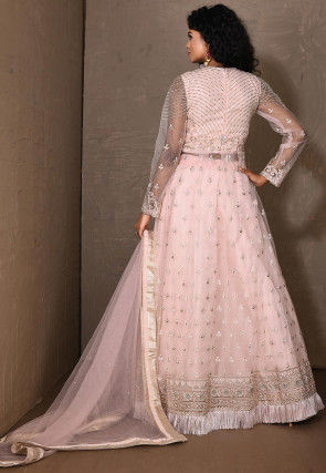 Embroidered Art Silk Lehenga in Baby Pink