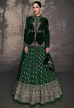 Dark green ghagra choli sale