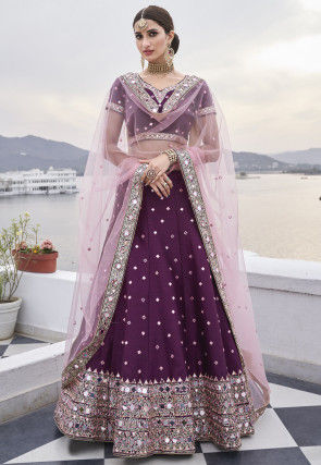 Buy Purple color dola silk printed lehenga choli at fealdeal.com