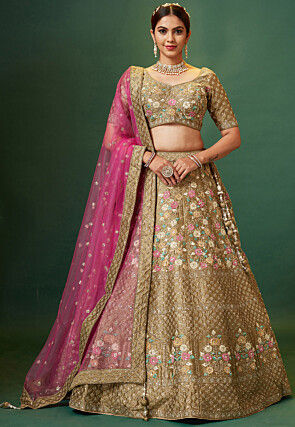Buy Yellow and Ivory Lehenga Set with Mirror and Zari Work by ABHINAV  MISHRA at Ogaan Online Shopping Site