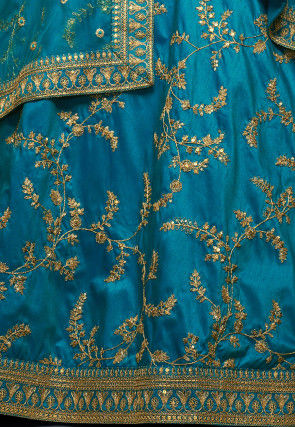 Embroidered Art Silk Lehenga in Light Blue