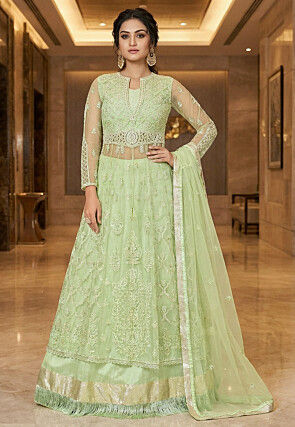light green indian dress Indowestern - Traditional light green lehenga