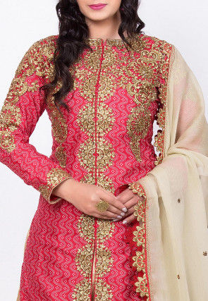 Embroidered Art Silk Lehenga in Maroon