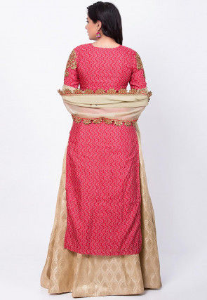 Embroidered Art Silk Lehenga in Maroon