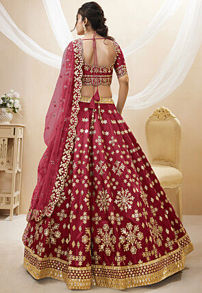 Embroidered Art Silk Lehenga in Maroon