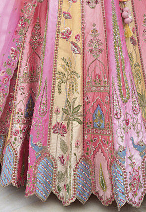 Embroidered Art Silk Lehenga in Multicolor