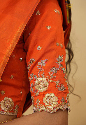 Woven Art Silk Lehenga in Off White