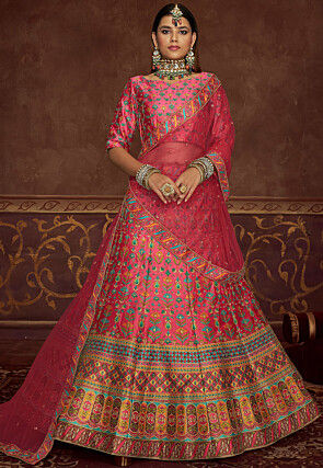 Indian Silk Printed Wedding Wear Lehenga Choli Chunri Indian Designer Lengha