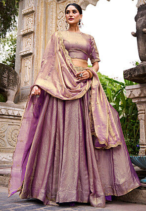 Embroidered  Art Silk Lehenga in Purple