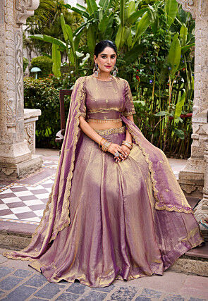 Embroidered  Art Silk Lehenga in Purple