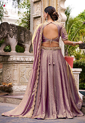 Embroidered  Art Silk Lehenga in Purple
