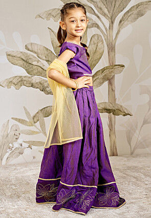 Embroidered Art Silk Lehenga in Purple