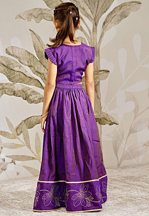 Embroidered Art Silk Lehenga in Purple