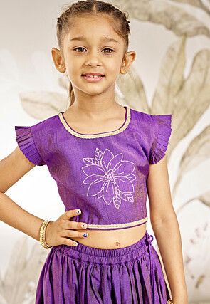 Embroidered Art Silk Lehenga in Purple