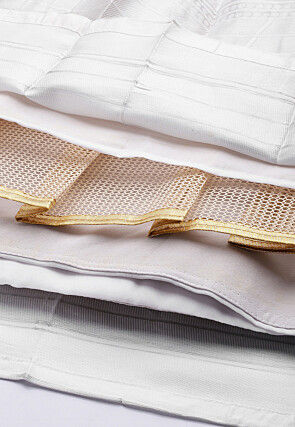 Woven Art Silk Lehenga in White