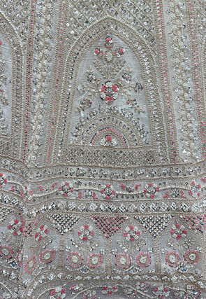 Embroidered Art Silk Lehenga in White