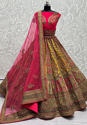 traditional pink bridal silk lehenga | Heenastyle