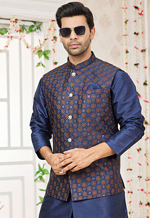 Blue Nehru Jackets Ethnic Wear for Men Buy Latest Indian Outfits for Men Online Utsav Fashion