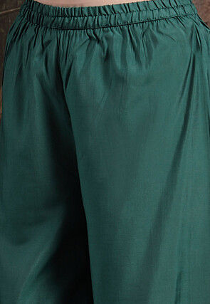 Embroidered Art Silk Pakistani Suit in Dark Teal Green