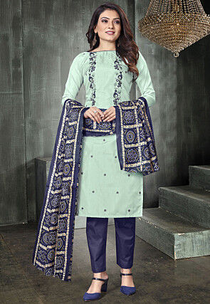 Embroidered Art Silk Pakistani Suit in Dusty Blue