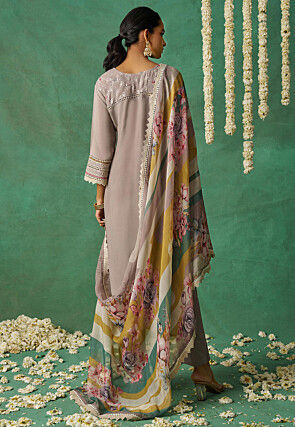Embroidered Art Silk Pakistani Suit in Dusty Purple