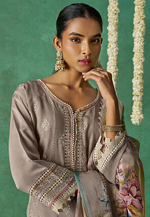 Embroidered Art Silk Pakistani Suit in Dusty Purple