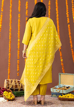 Embroidered Art Silk Pakistani Suit in Light Olive Green