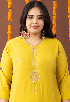 Embroidered Art Silk Pakistani Suit in Light Olive Green