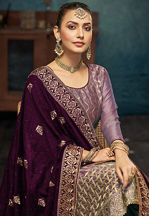 Embroidered Art Silk Pakistani Suit in Light Purple
