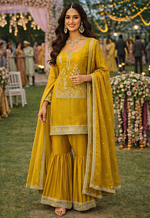 mustard yellow pakistani dress Embroidered Pakistani Maxi in Yellow Mustard Shade Online CUSTOM SIZES