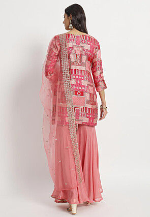 Embroidered Art Silk Pakistani Suit in Pink