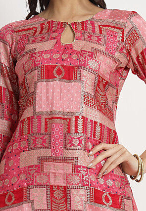 Embroidered Art Silk Pakistani Suit in Pink