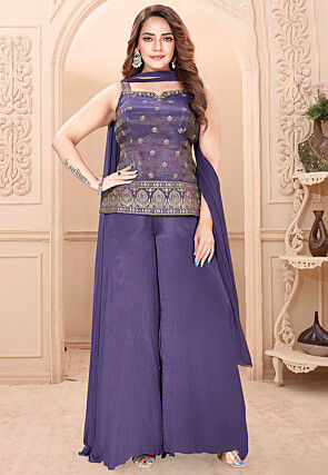 Embroidered Art Silk Pakistani Suit in Purple
