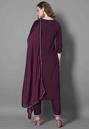 Embroidered Art Silk Pakistani Suit in Purple