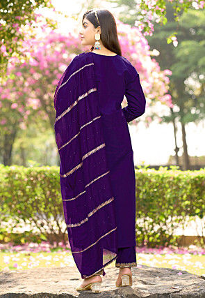 Embroidered Art Silk Pakistani Suit in Purple