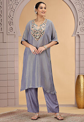 Embroidered Art Silk Pakistani Suit in Purple