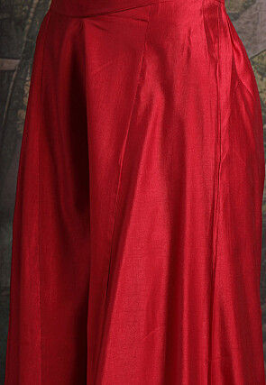 Embroidered Art Silk Pakistani Suit in Red