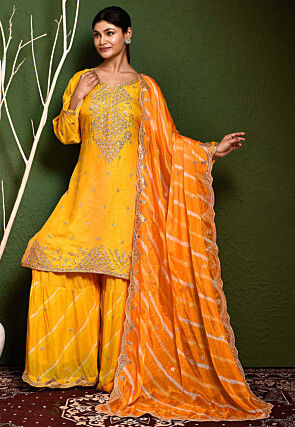 Noor Haldi Gota Mirror Work Salwar Suit Set Design by Maison Shefali at  Modvey | Modvey
