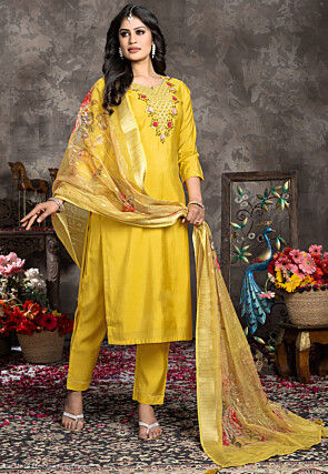 Traditional Art Silk Salwar Suits Buy Latest Designs Online Utsav Fashion