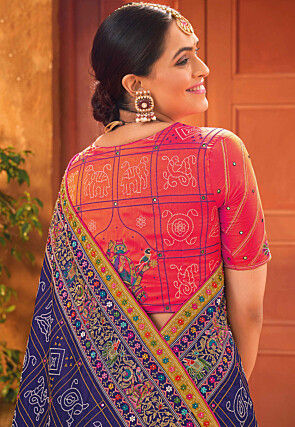 Embroidered Art Silk Saree in Blue