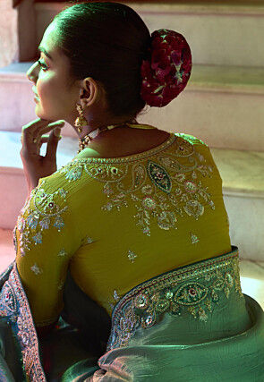 Embroidered Art Silk Saree in Blue