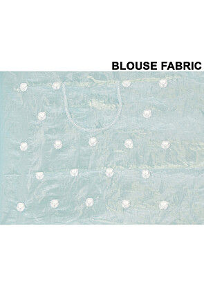 Embroidered Art Silk Crushed Scalloped Saree in Light Blue