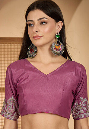 Embroidered Art Silk Saree in Purple