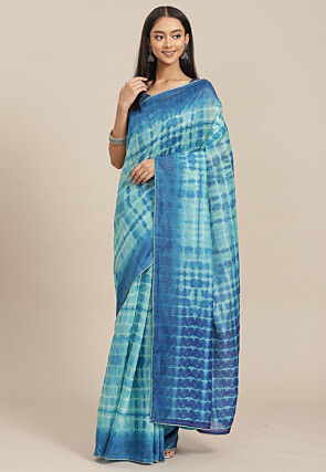 Embroidered Art Silk Saree in Sky Blue