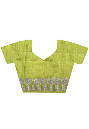 Embroidered Art Silk Saree in Yellow