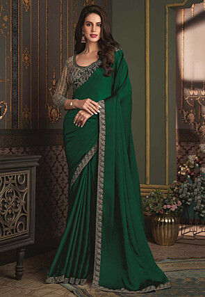 Women Simple Wedding Party Festive Wear Cotton Light Green Saree Printed  Blouse | eBay