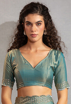 Embroidered Border Art Silk Saree in Blue