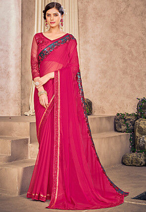 Plain Mix Party Wear Satin Saree With Embroidered Blouse at Rs 349/piece in  Surat