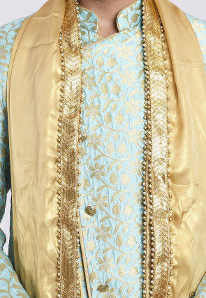 Embroidered Border Georgette Shimmer Dupatta in Beige